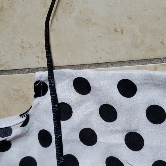 Black & White Sleeveless Polka-dot Summer Dress size M Collared Neck w/ Buttons - Picture 13 of 15